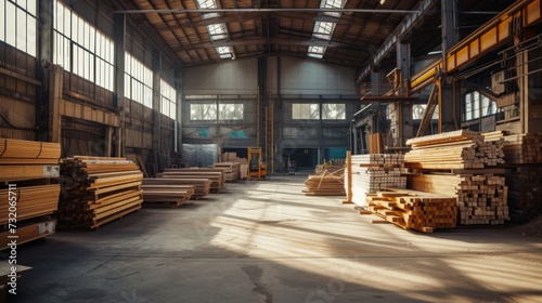 Stacked Lumber at Timber Warehouse photo