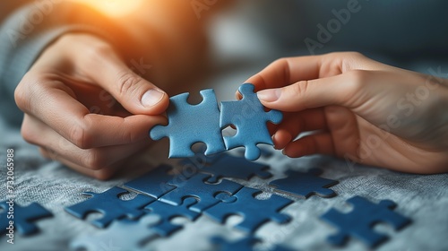 Close-up of puzzle solving hands