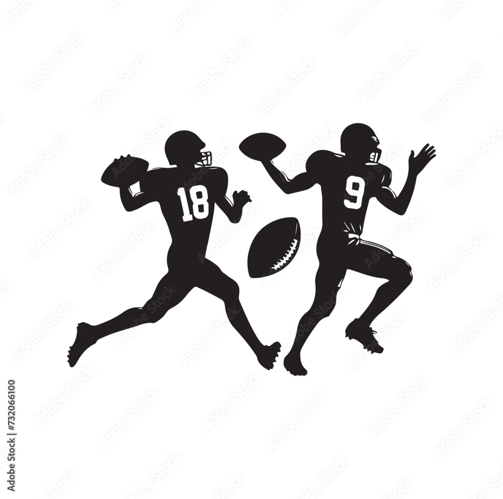 American Football player silhouette set vector illustration American Football player silhouette set vector illustration