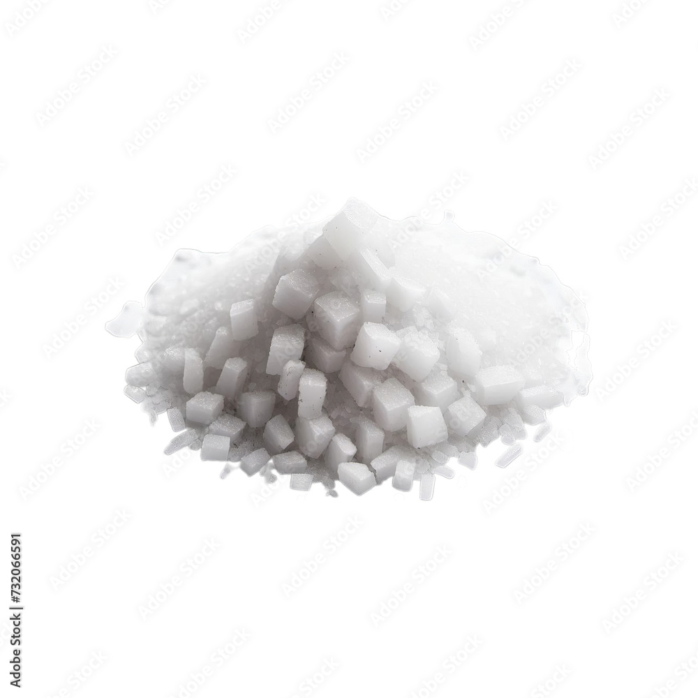 Close-Up View of a Pile of White Crystal Salt Isolated on a White Background Close-Up View of a Pile of White Crystal Salt Isolated on a White Background