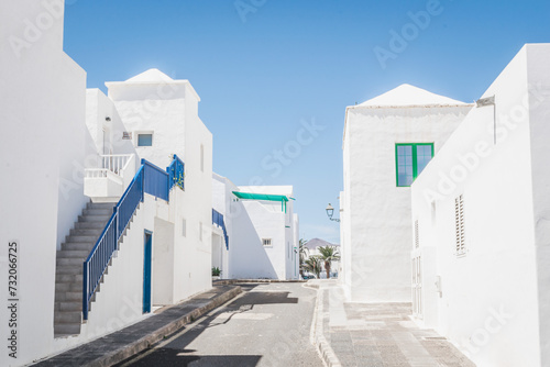 Spanish street of Costa Teguise, Lanzarote, Spain