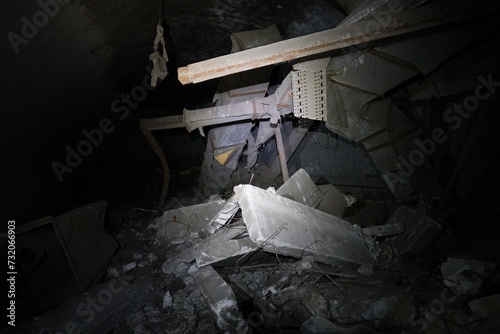 old ruined underground war bunker photo