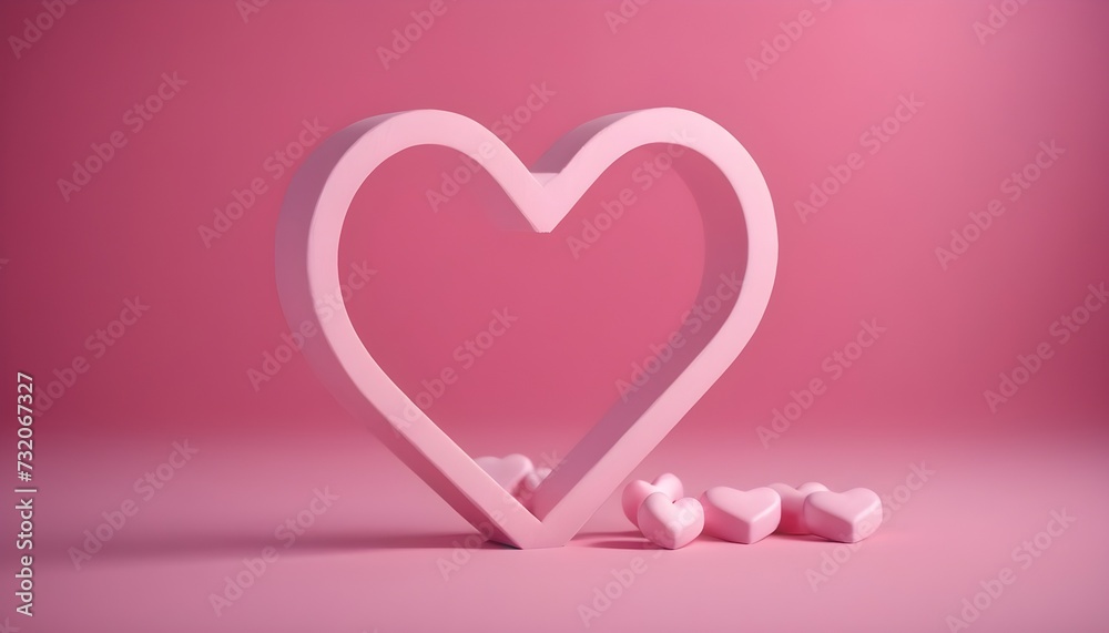 pink valentine heart frame 3d
