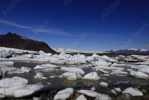 Fjallsárlón is a glacier lake at the south end of the Icelandic glacier Vatnajökull