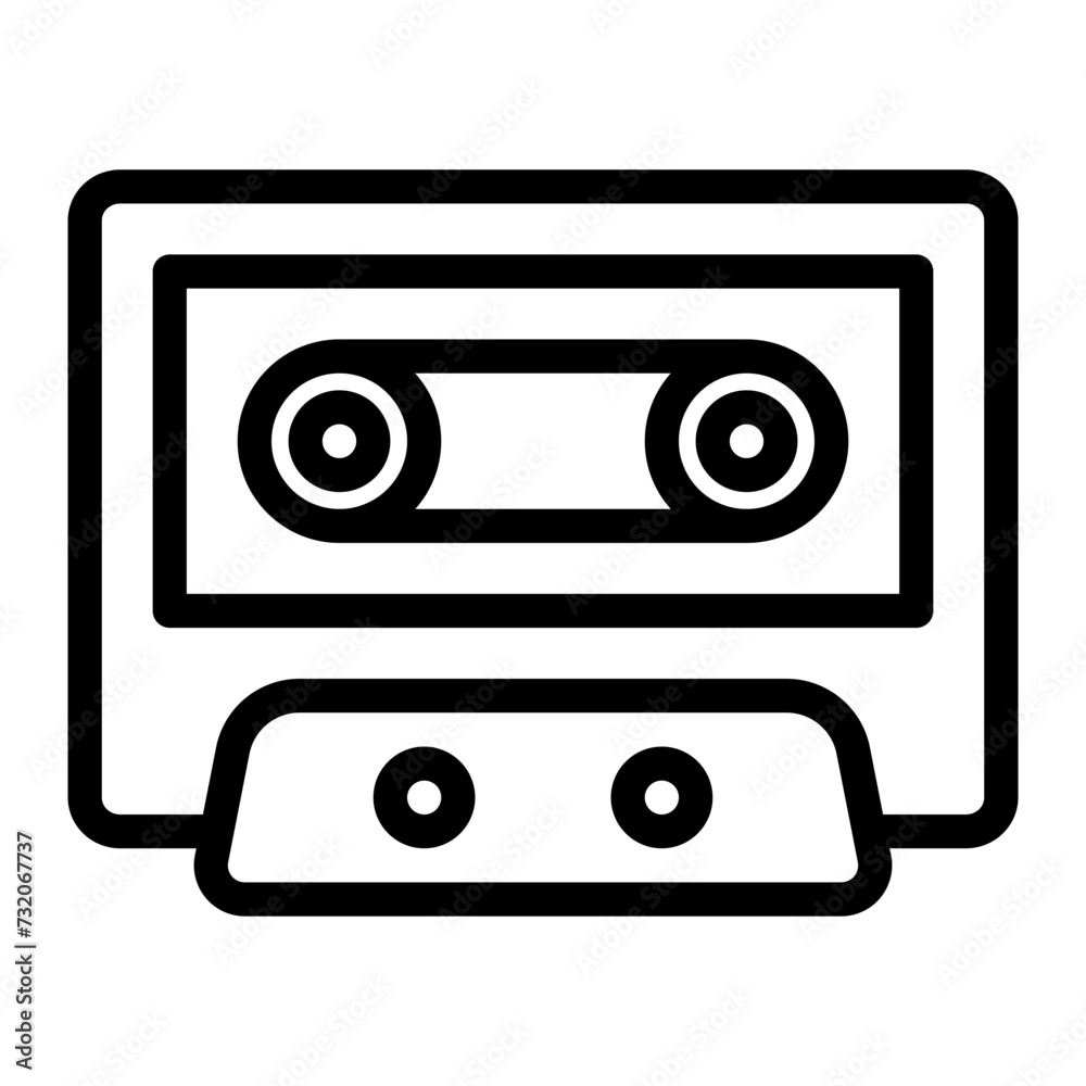 This is the Cassette icon from the Party and Celebration icon collection with an Outline style This is the Cassette icon from the Party and Celebration icon collection with an Outline style