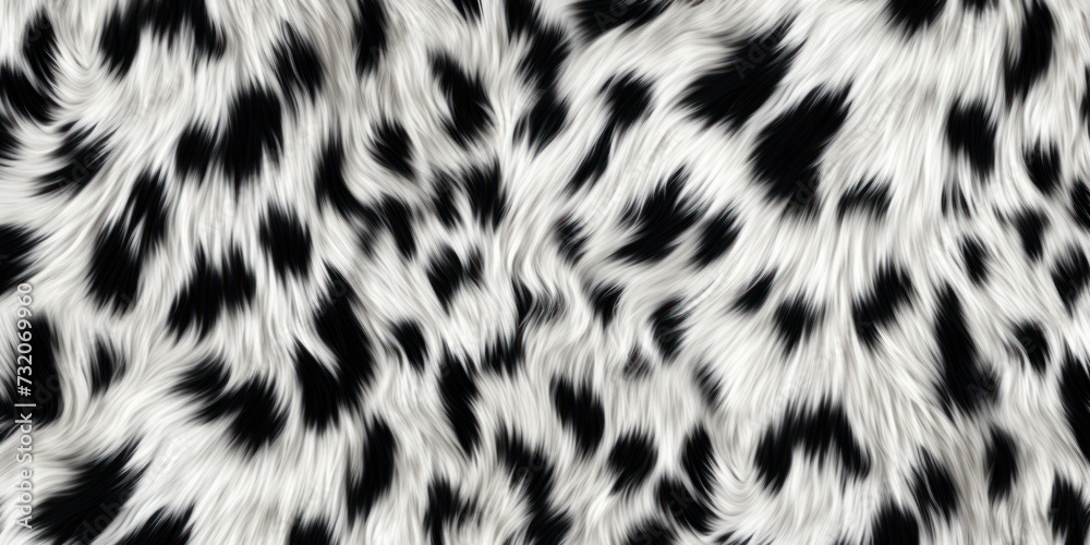 Realistic black and white long pile animal print rug or fur coat fashion background texture Realistic black and white long pile animal print rug or fur coat fashion background texture