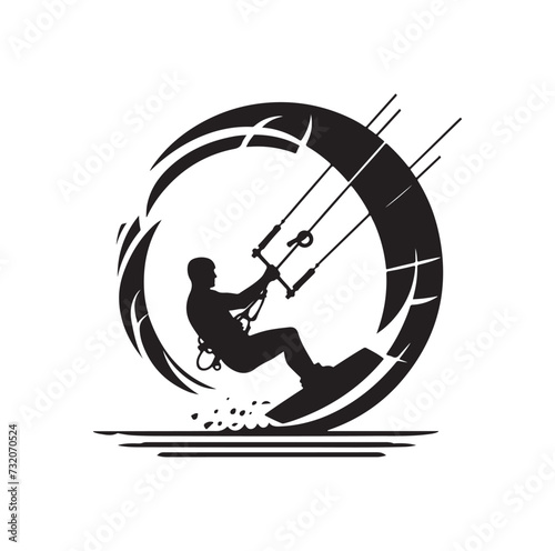 kitesurfing vector illustration silhouette style