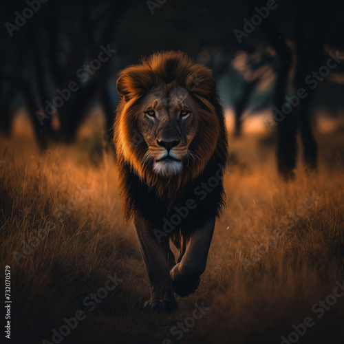 Majestic Lion in Natural Habitat at Dusk