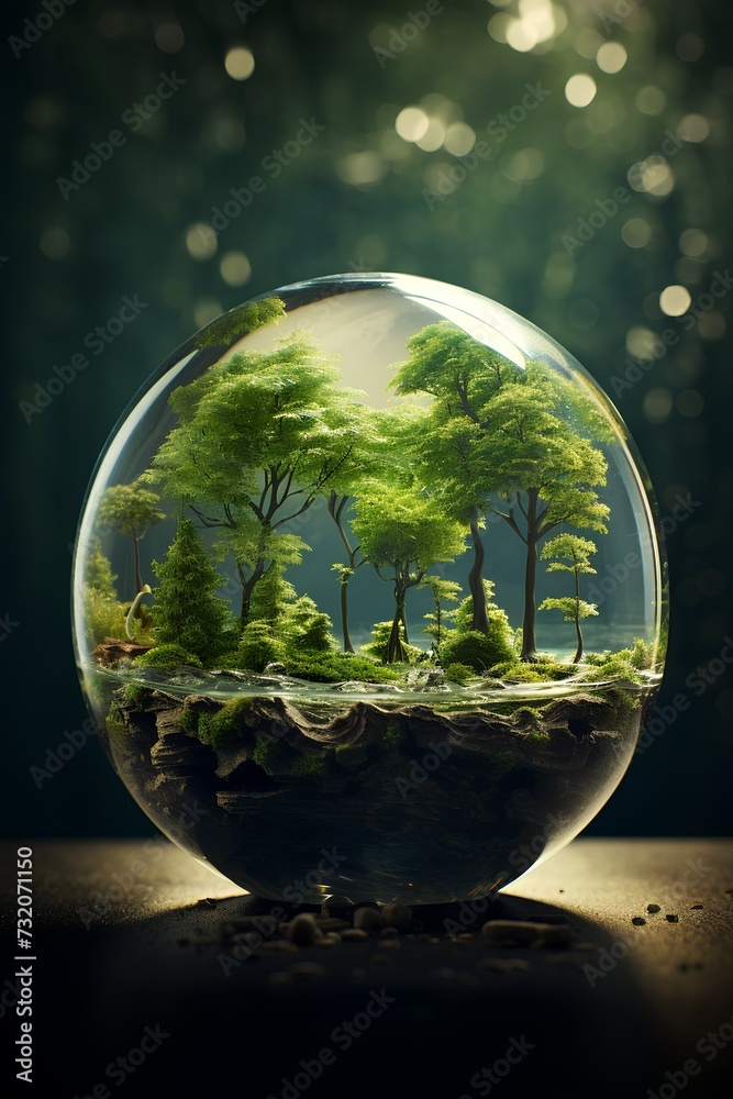 abstract illustration of earth in bubble