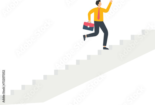 A businessman who runs up the steps 
