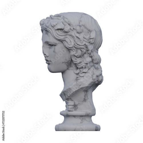 Dionysus statue, 3d renders, isolated, perfect for your design