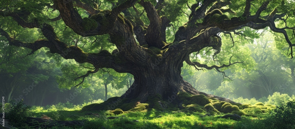 Enormous ancient tree amidst the woods. Enormous ancient tree amidst the woods.
