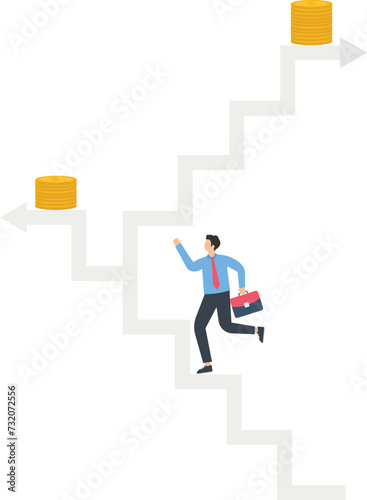 Businessman keeps climbing higher stairs  © Haider