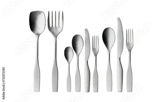 set of silver cutlery isolated on white