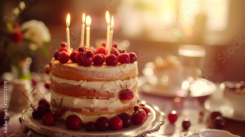 Cake With Candles on Table