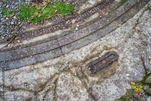 rail of the cannon's lavette rotation in the fort XV Borek from the times of the Przemyśl Fortress during the First World War, Poland photo