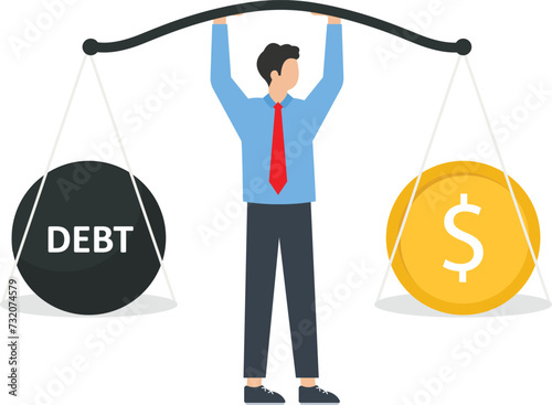 Businessman controls the balance of the scales
