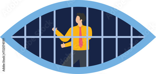 Businessman is locked in glasses prison
