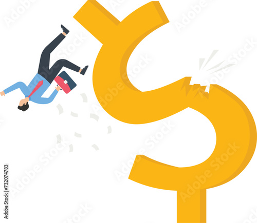 Businessman fell from a sudden broken dollar
