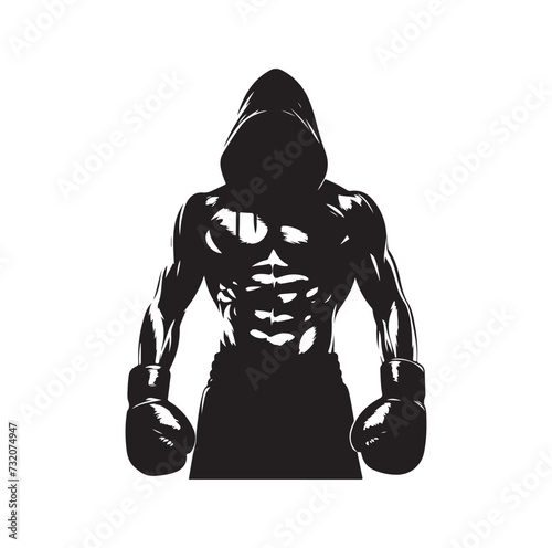 A boxer stand with pose vector silhouette