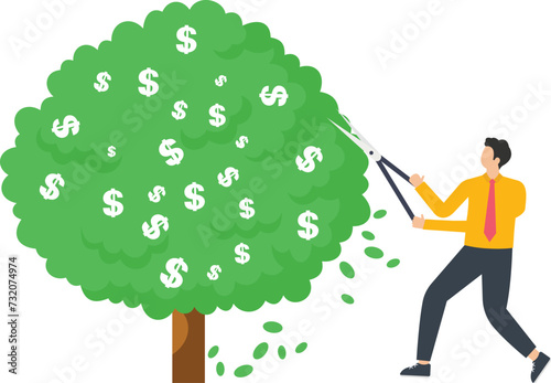Businessman pruning money tree
