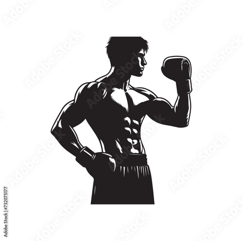 A boxer stand with pose vector silhouette