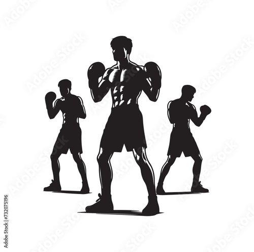 A boxer stand with pose vector silhouette
