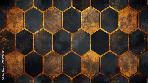 Black and Gold Background With Hexagonal Tiles