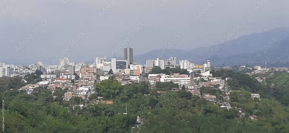 9/02/2020;  Panoramic view east of the city of Armenia, Quindio, Colombia