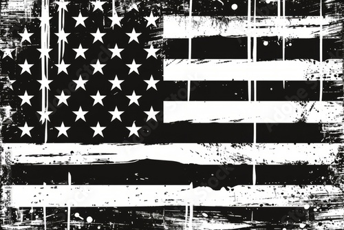 a black and white american flag Generative AI photo