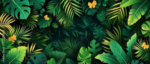 a banner featuring the lush greens and exotic floral of the Amazon Rainforest. a Brazil-Themed Banner Design.
 photo