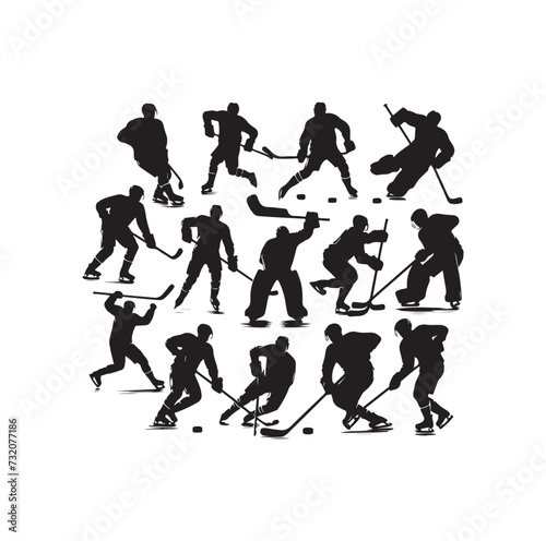 ice hockey player silhouettes icon logo vector illustration.