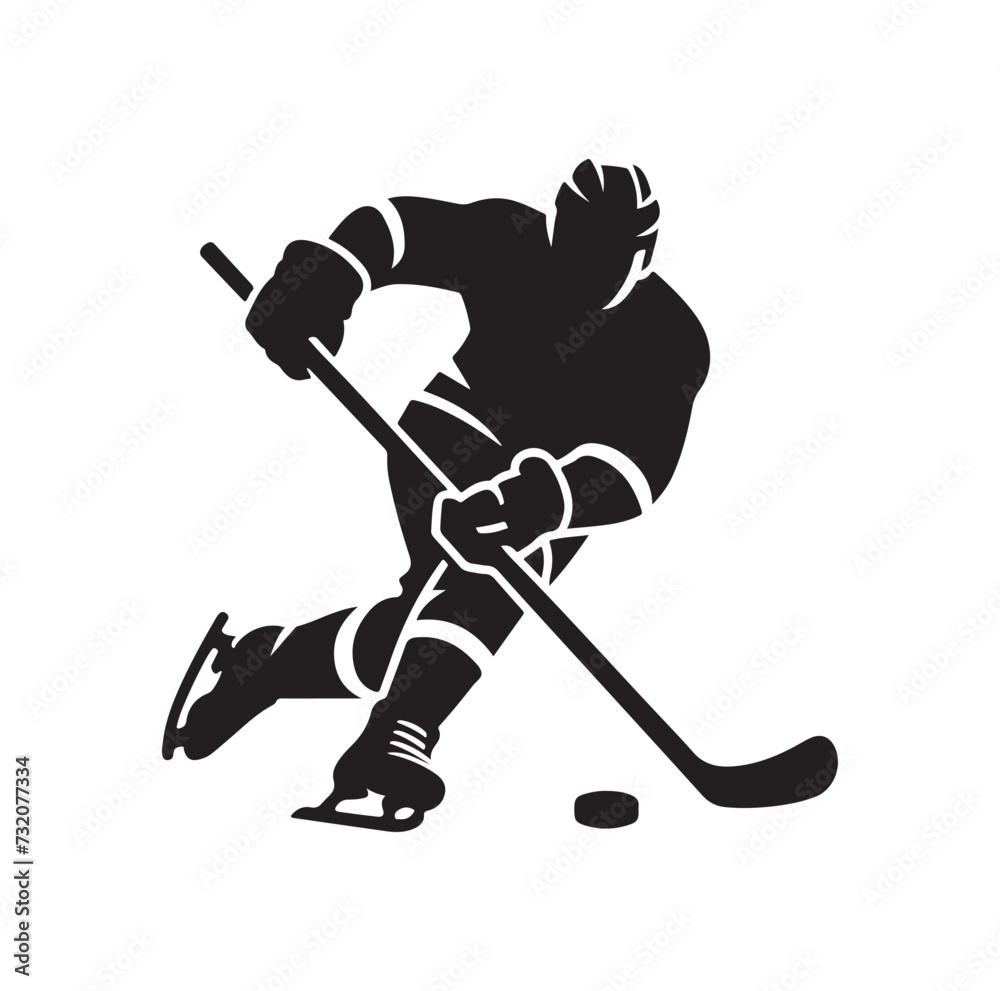 Fototapeta premium ice hockey player silhouettes icon logo vector illustration.