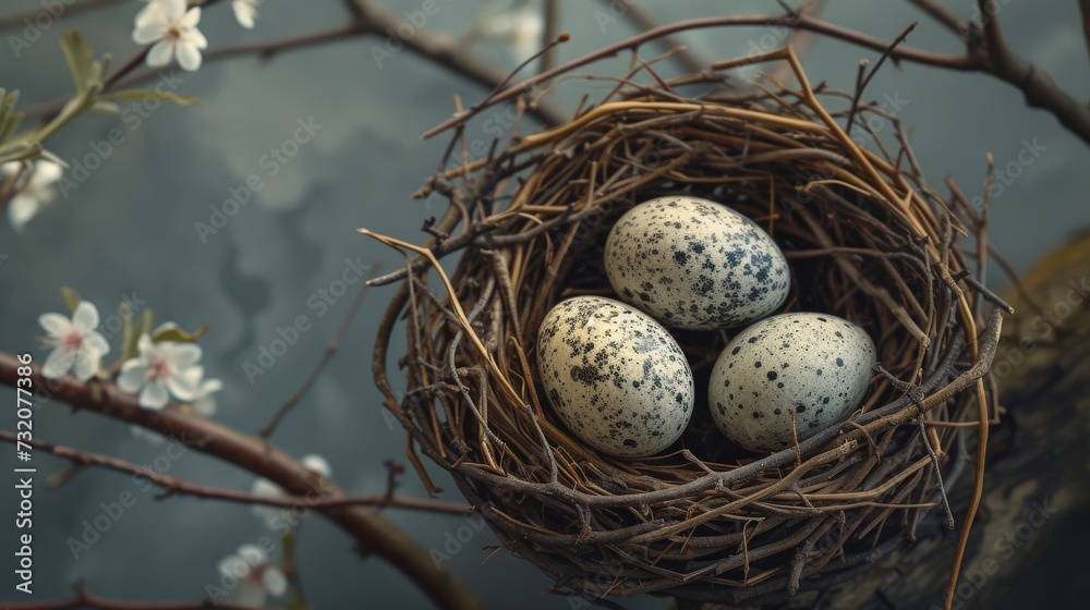 Quails in Bird Nest Quails in Bird Nest