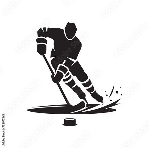 ice hockey player silhouettes icon logo vector illustration.