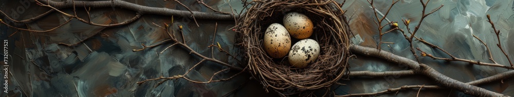 Bird Nest With Four Eggs