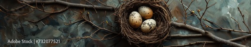 Bird Nest With Four Eggs