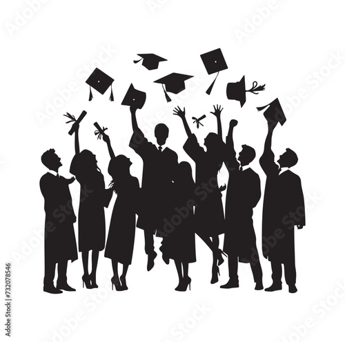 Graduate students celebration vector collection set in different pose