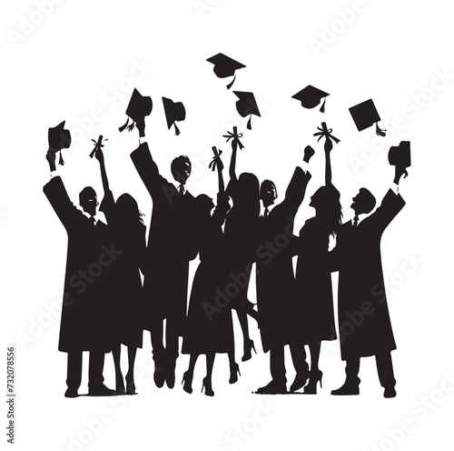 Graduate students celebration vector collection set in different pose