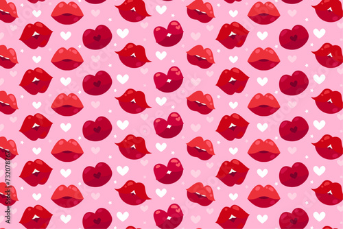 Flat Red Lips Pattern (ID: 732078767)