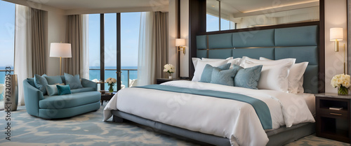 Obraz na płótnie Modern luxury bedroom hotel interior design concept, background, banner, template w salonie
