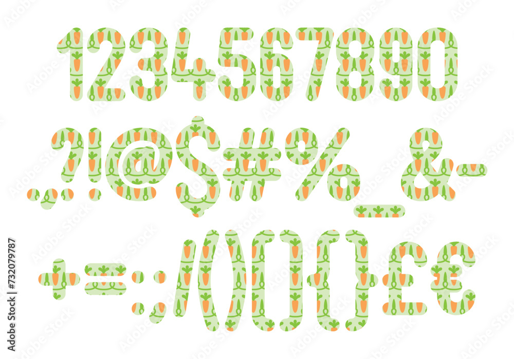 Fototapeta premium Versatile Collection of Carrots Numbers and Punctuation for Various Uses