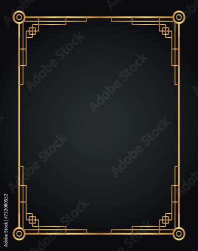 Luxury decorative golden frame. Retro ornamental frame  vintage rectangle ornaments   ornate border. Decorative wedding frames  antique museum image borders. Isolated vector icon