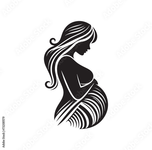 Pregnant woman vector silhouette vector illustration isolated on white background