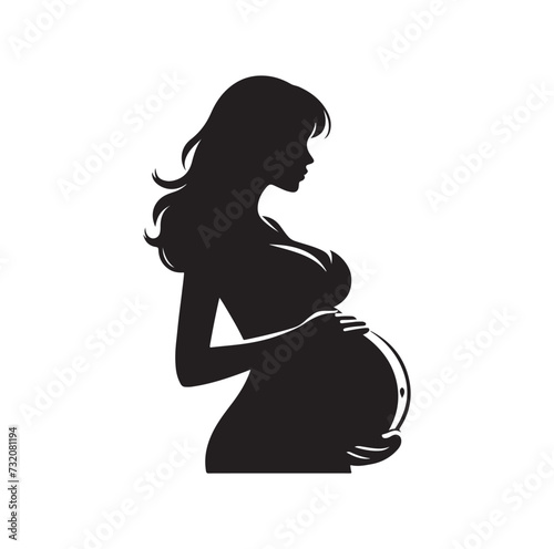 Pregnant woman vector silhouette vector illustration isolated on white background