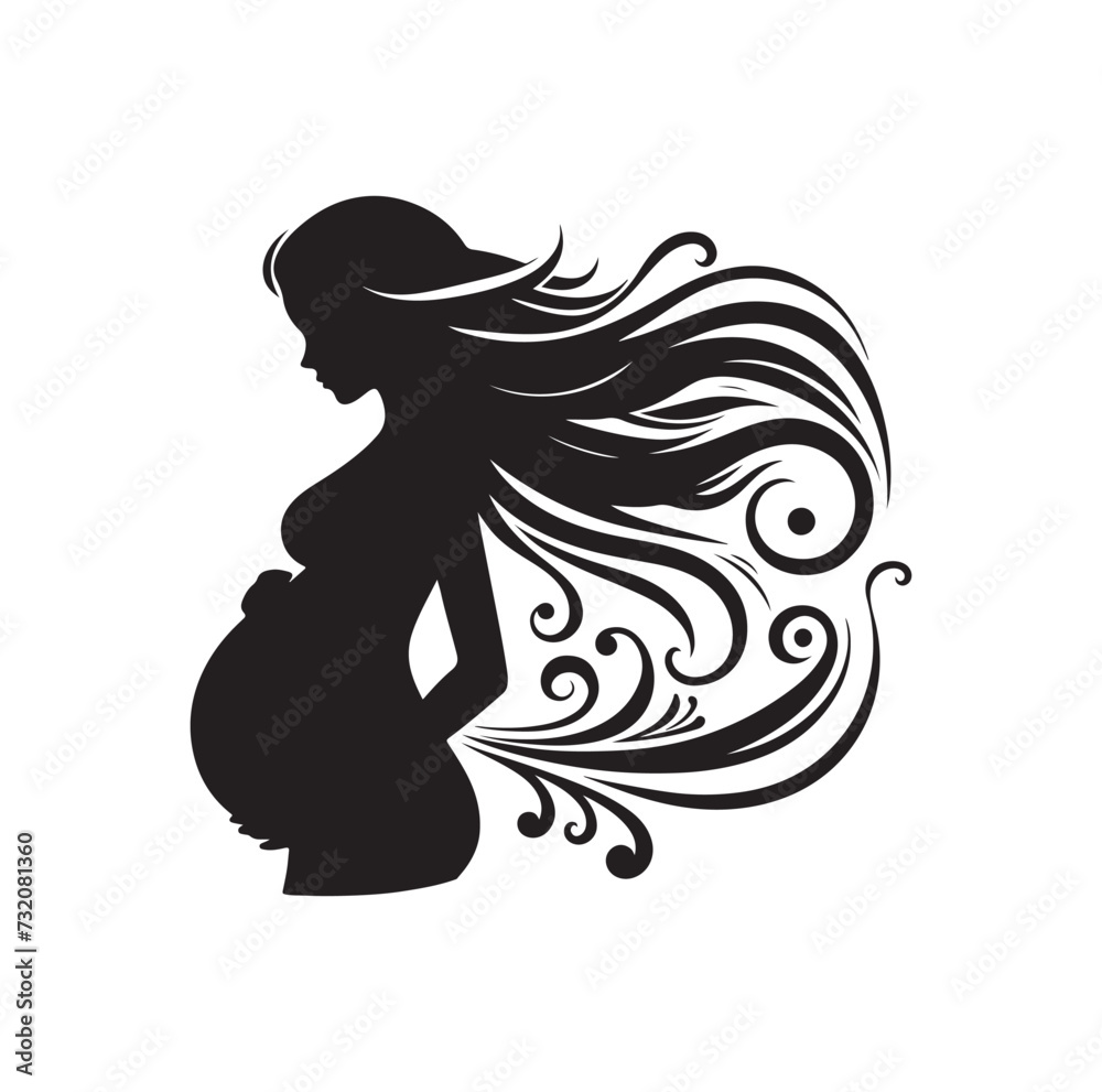 Pregnant woman vector silhouette vector illustration isolated on white background Pregnant woman vector silhouette vector illustration isolated on white background