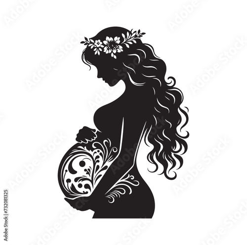 Pregnant woman vector silhouette vector illustration isolated on white background