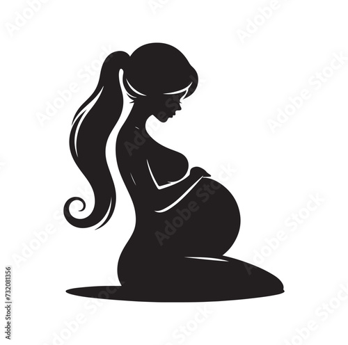 Pregnant woman vector silhouette vector illustration isolated on white background