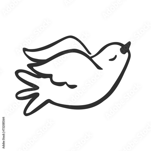 Cute sketchy flying bird. Vector image of a dove.