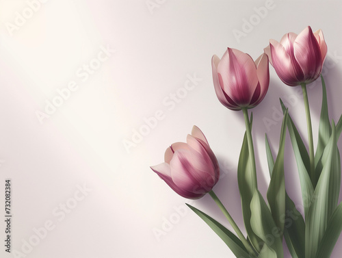Fleurs sur fond blanc : vision minimaliste de tulipes